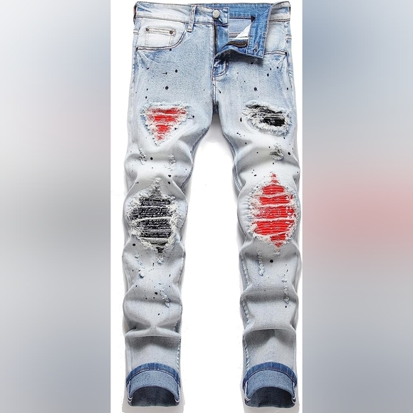 New Men's Designed Unique Street Urbanwear Jeans Multiple Sizes - Picture 1 of 4